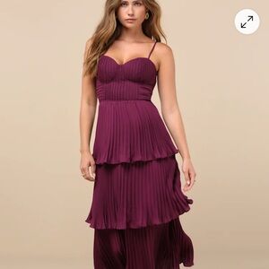 Lulu's Deep Purple Pleated Maxi Dress